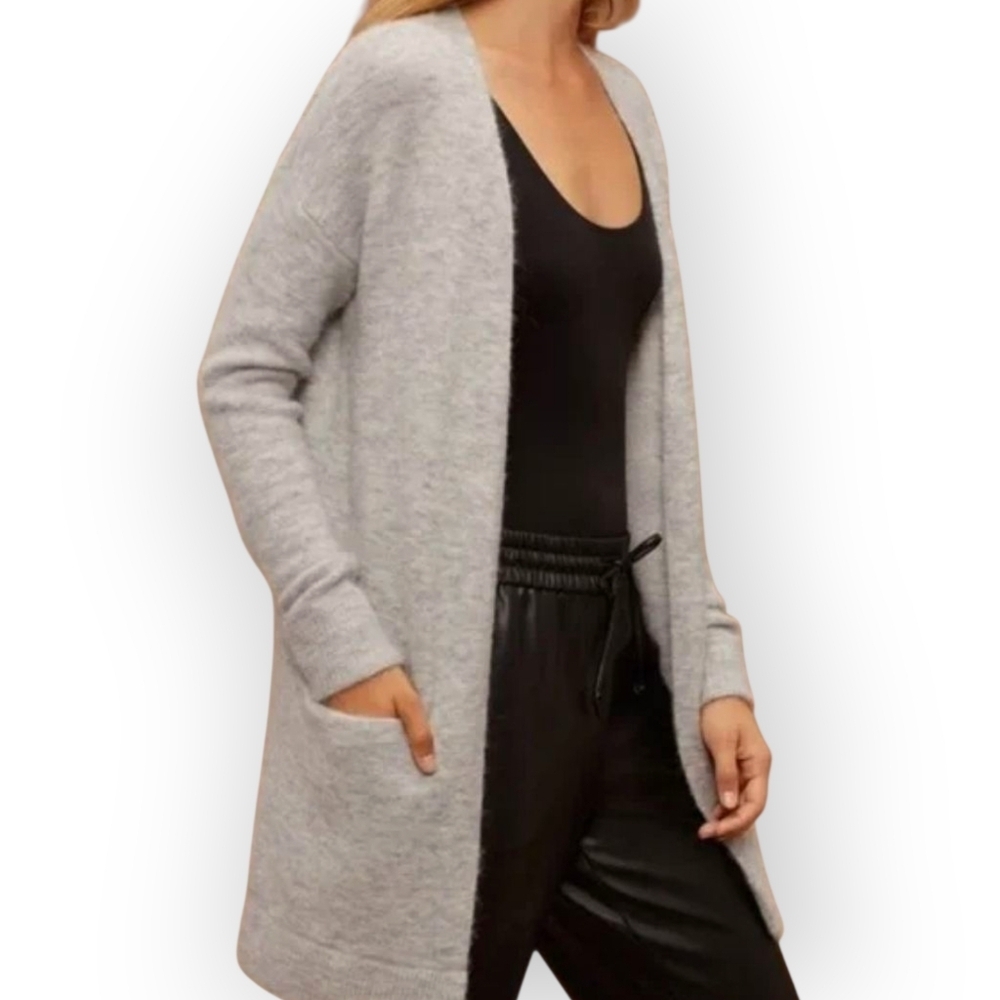 Wilfred Longline Open-Front Cardigan Heather Grey Size Large - Picture 1 of 10